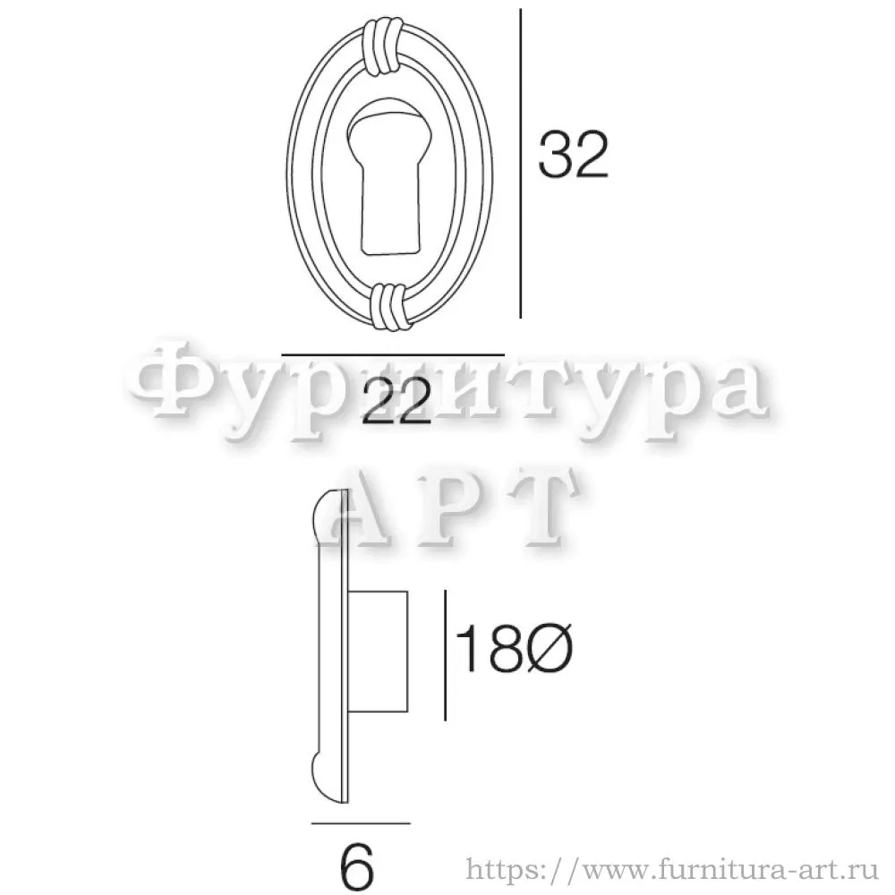 Ключевина врезная, 32*22 мм, материал цамак, цвет старая бронза, арт. 6724.0032.002 стоимость 230 руб.