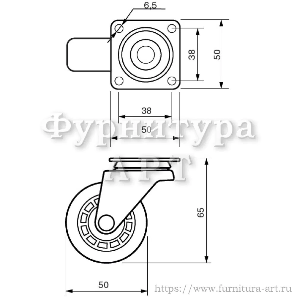 Колесо без тормоза 38 мм, материал металл, цвет хром глянец /дымчатый, арт. MC.050.01B.CH-F стоимость 450 руб.