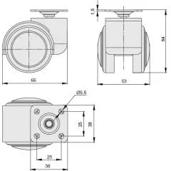 Колесо MC.050.21B.BL-OG Мебельные колеса