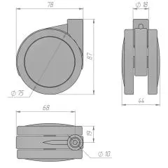 Колесо CST79 GREY Мебельные колеса