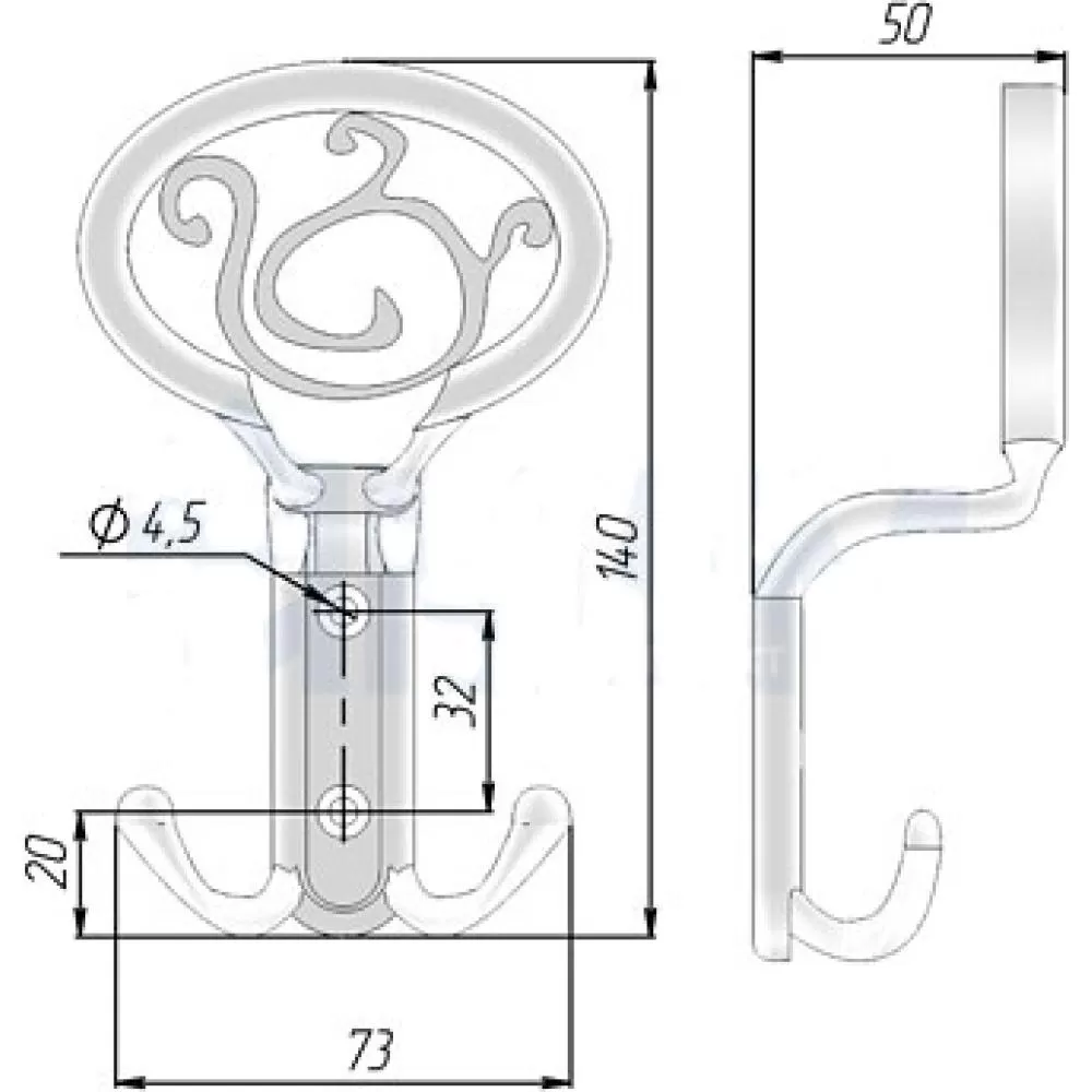 Крючок трехрожковый, 140*73*50 мм, материал металл, цвет золото темное, арт. WAP.801.000.00G3 стоимость 2&nbsp;125 руб.