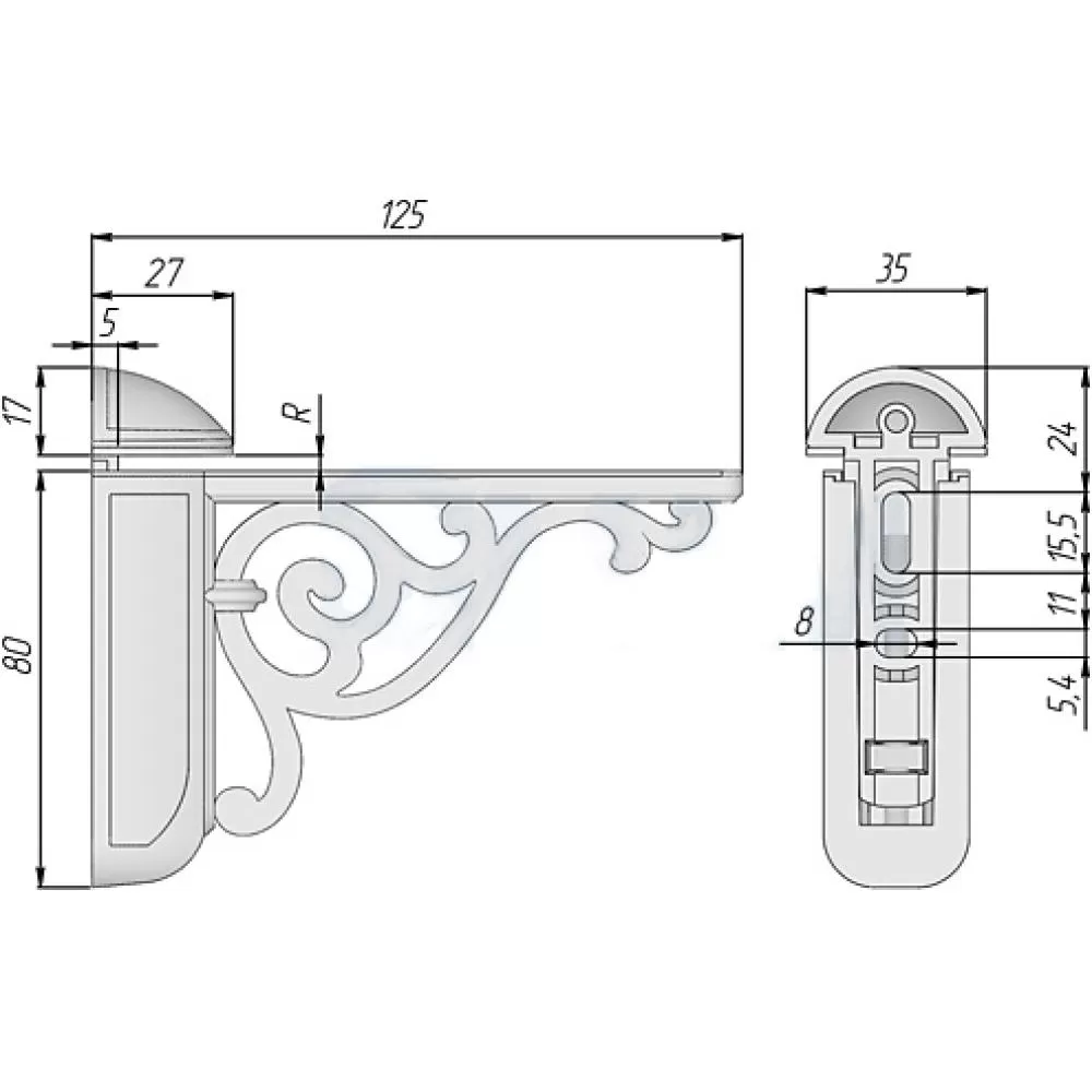 Менсолодержатель VENICE, 125*35*97 мм, материал металл, цвет бронза состаренная, арт. WRM.805.125.00AB стоимость 2&nbsp;215 руб.