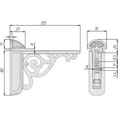 Менсолодержатель WRM.805.125.00AB Для стеклянных полок ( универсальные )