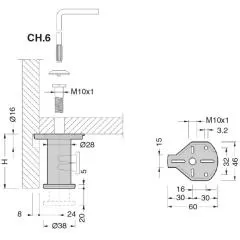 Ножка для мебели 308.05.Z2.90.02 Опоры мебельные