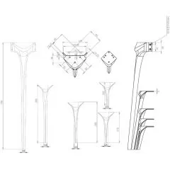 Ножка для мебели 3020 730 Matt Black Опоры мебельные