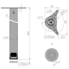 Ножка для стола X4RG 1100 BL 1/N Опоры мебельные