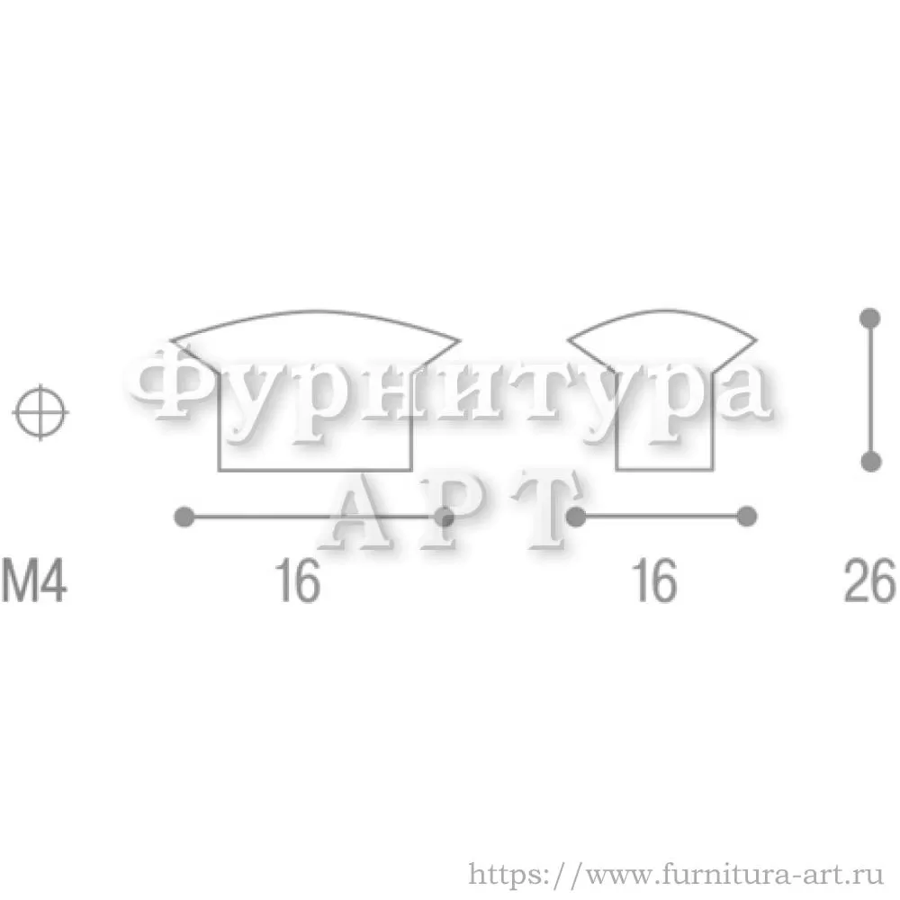 Ручка-кнопка, 16*16*26 мм, материал цамак, цвет хром глянец, арт. 1499-16ZN1X стоимость 495 руб.