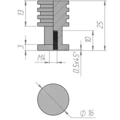 Ручка-кнопка KH.16.000.BLM Мебельные ручки модерн