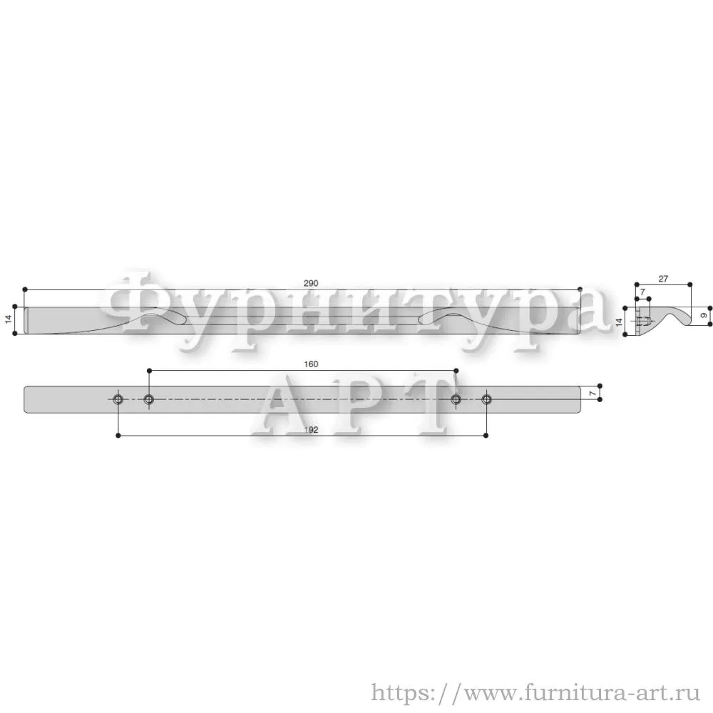 Ручка-накладная 192 мм, материал алюминий, цвет золото шлифованное (анодировка), арт. HPP.01.0192.GT-BA стоимость 660 руб.