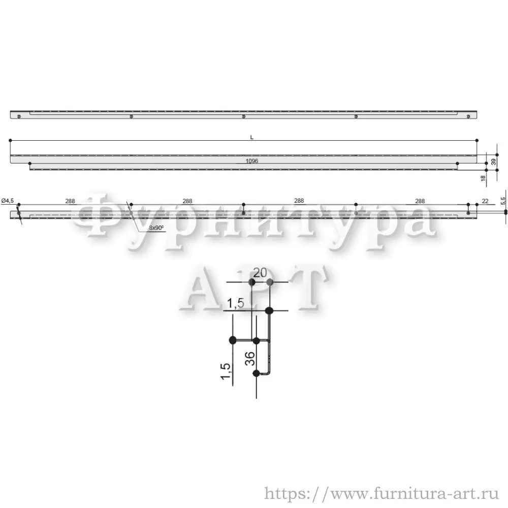 Ручка-накладная 288 мм, материал металл, цвет черный бархат (матовый), арт. RT.06.1196.9005 стоимость 1&nbsp;050 руб.