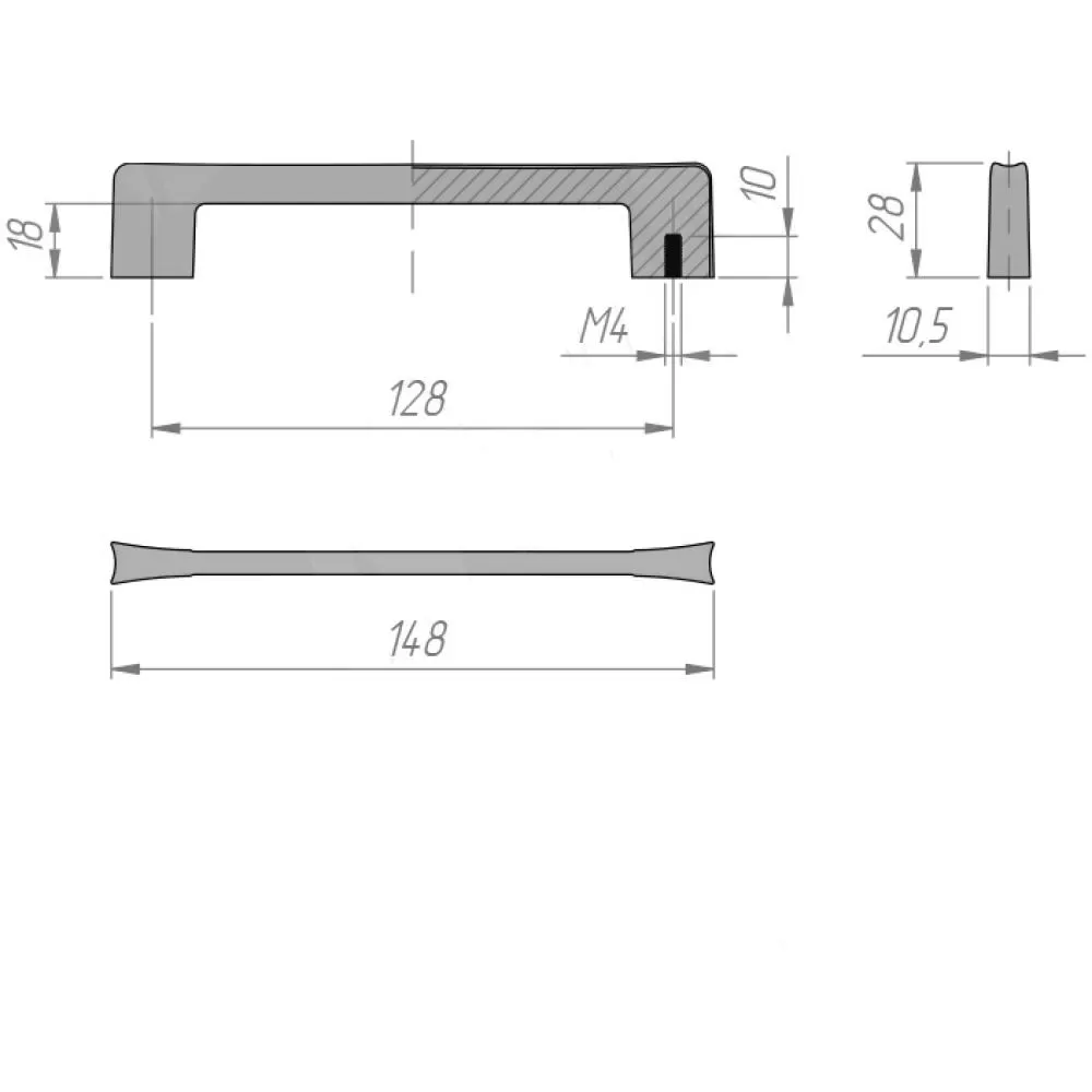 Ручка-скоба 128 мм, материал цамак, цвет чёрный матовый, арт. C-2934.P61 RU стоимость 450 руб.