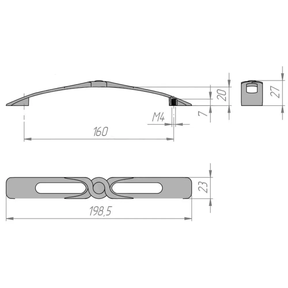 Ручка-скоба 160 мм, материал металл, цвет серебро состаренное, арт. 407.160.09 стоимость 1&nbsp;100 руб.