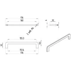 Ручка-скоба RZ272Z.160PG Мебельные ручки модерн