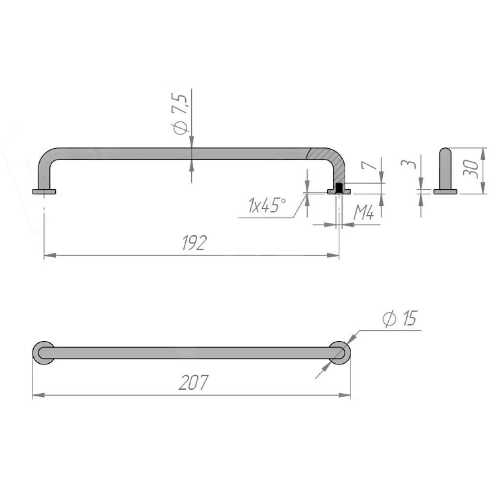 Ручка-скоба 192 мм, материал цамак, цвет чёрный матовый, арт. BH.24.192.BLM стоимость 440 руб.