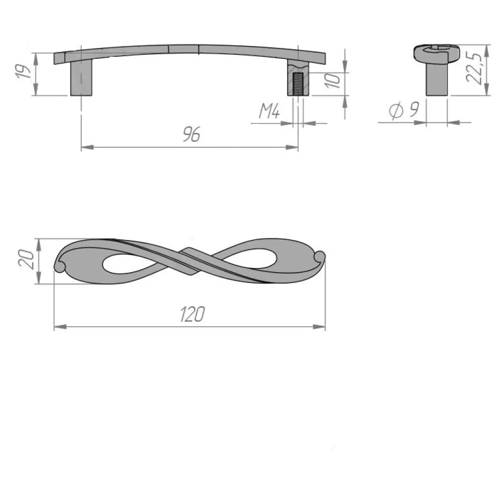 Ручка-скоба 96 мм, материал цамак, цвет бронза состаренная, арт. BH.43.096.ABV стоимость 300 руб.